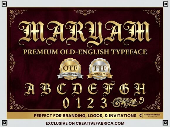 Maryam Typeface: Bold Old-English Font for Campaigns